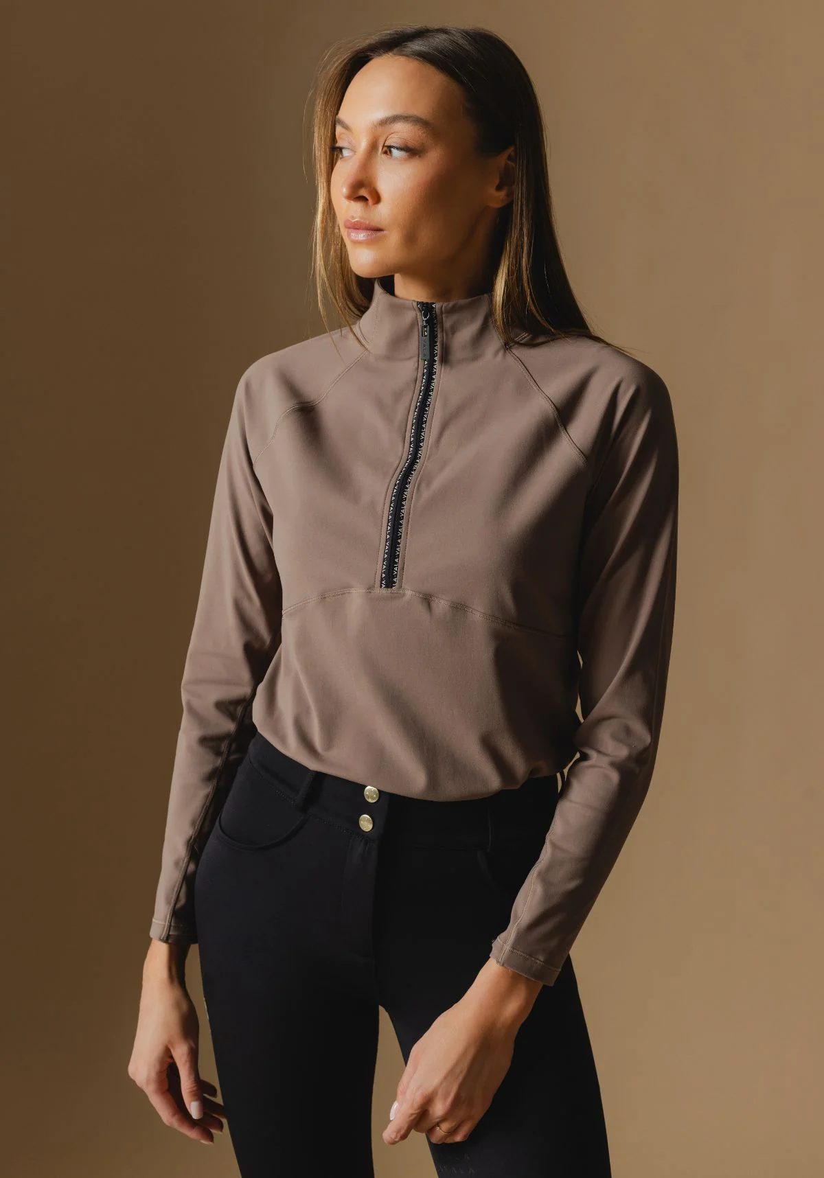 Cloudline 1/2 Zip L/S Top - Taupe