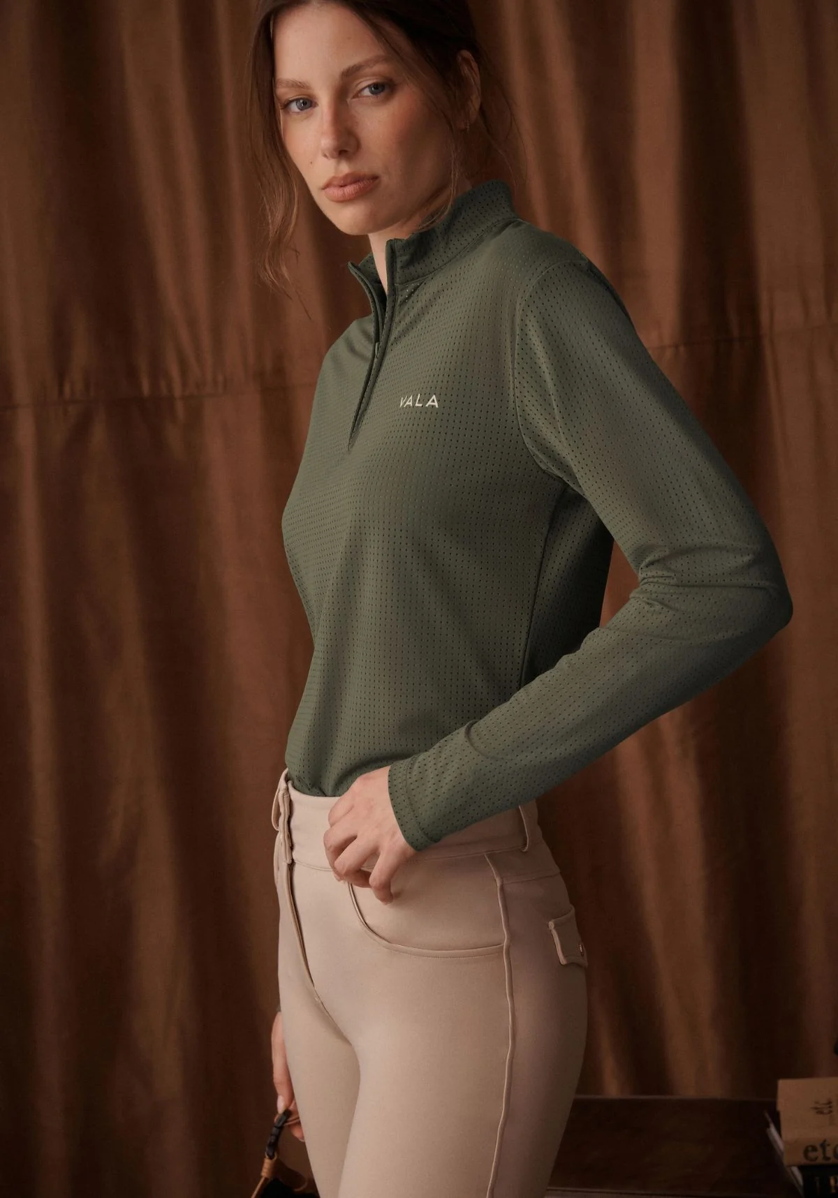 Elsa Mesh L/S Zip - Olive - Image 8