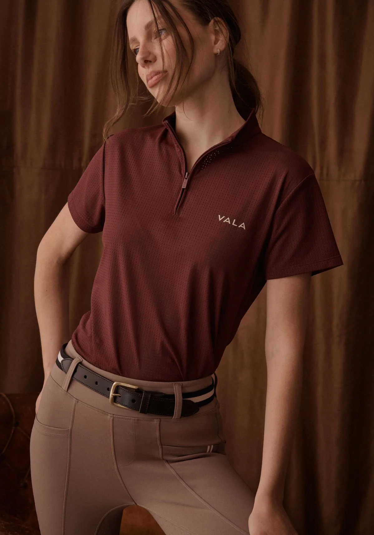Elsa Mesh S/S Zip - Deep Cherry - Image 4