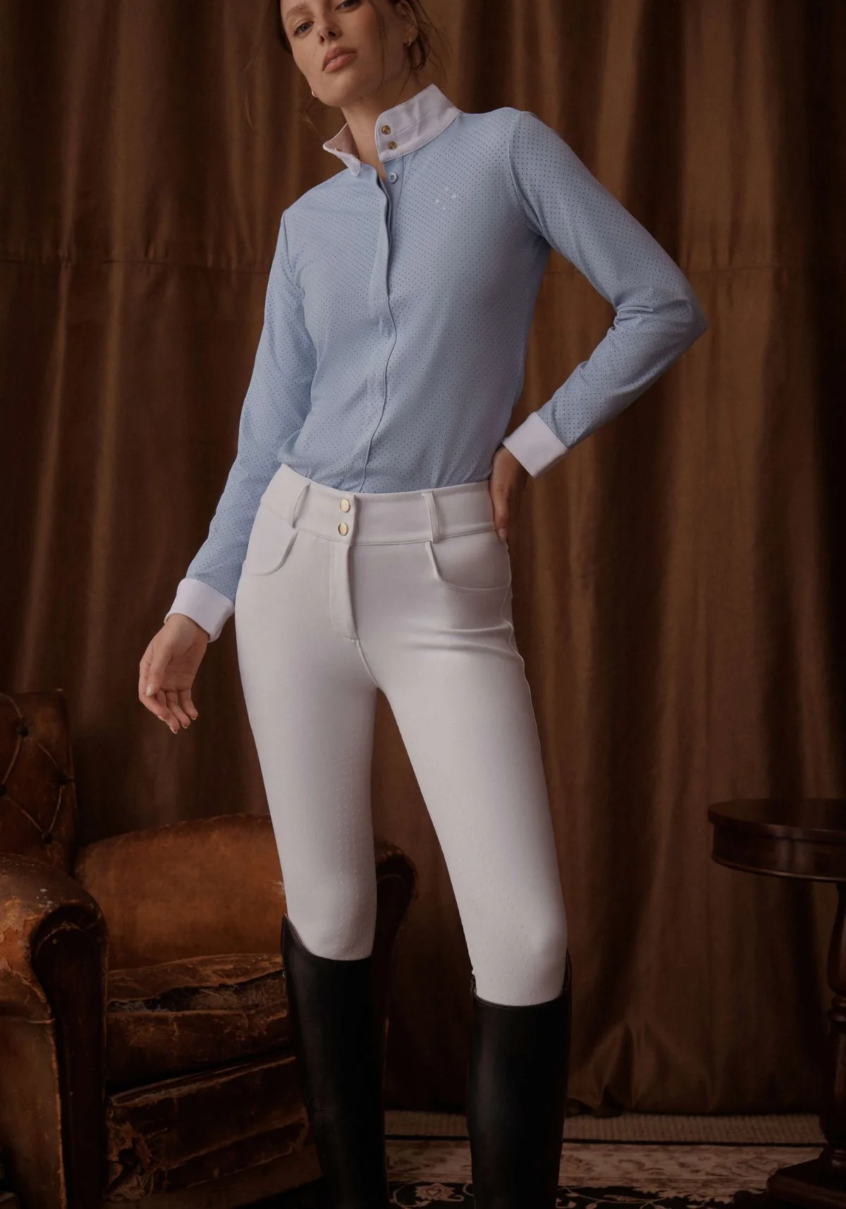 Ultimate Button Up Breeches Knee Grip - White - Image 7