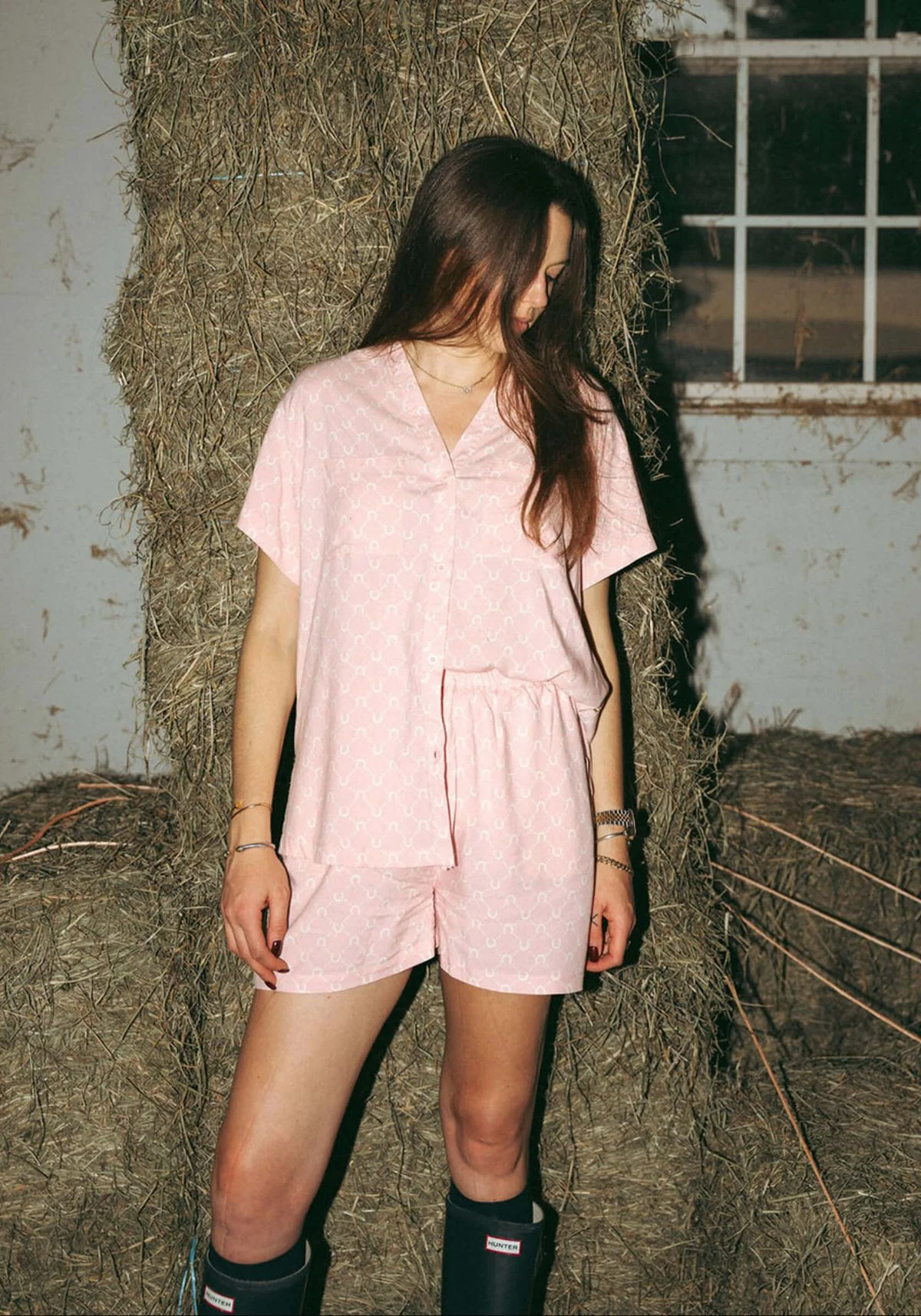 Horseshoe Short Pyjama Set - Pastel Pink