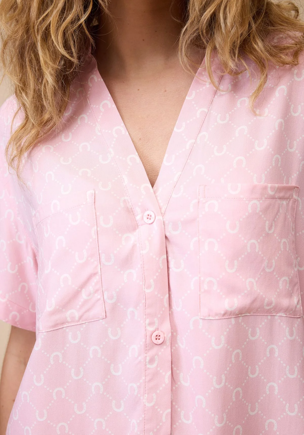 Horseshoe Short Pyjama Set - Pastel Pink - Image 6