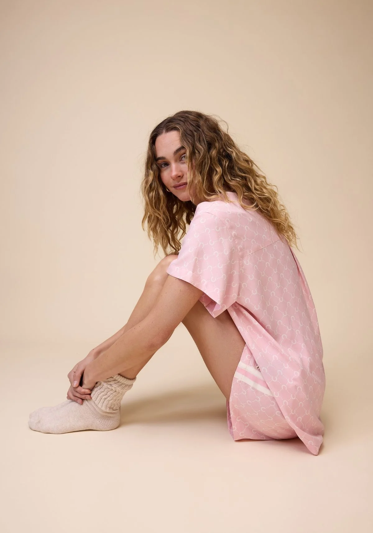 Horseshoe Short Pyjama Set - Pastel Pink - Image 9