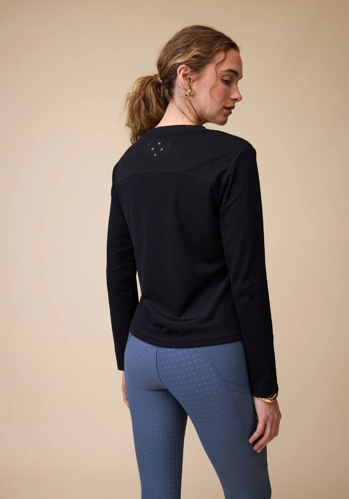 Mesh Long Sleeve Tee - Black - Image 4