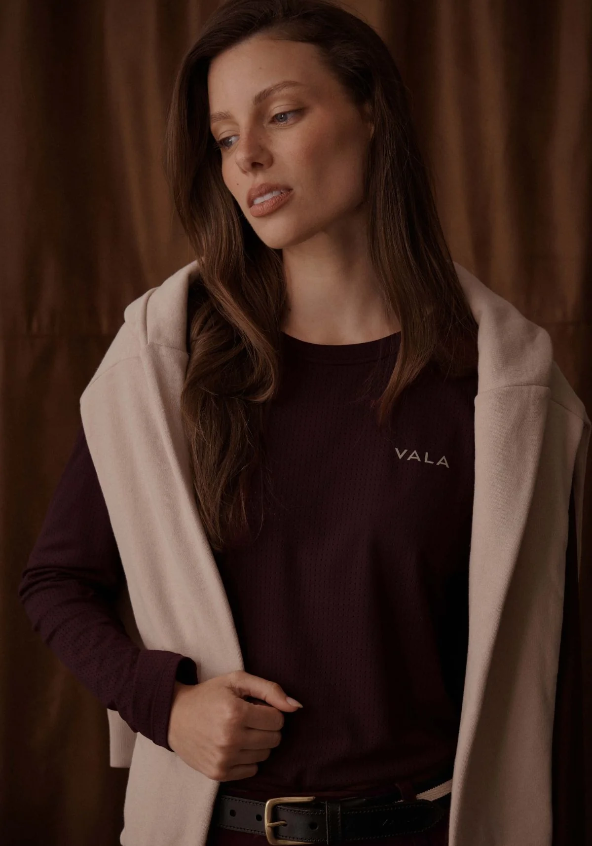 Mesh Long Sleeve Tee - Deep Cherry - Image 7