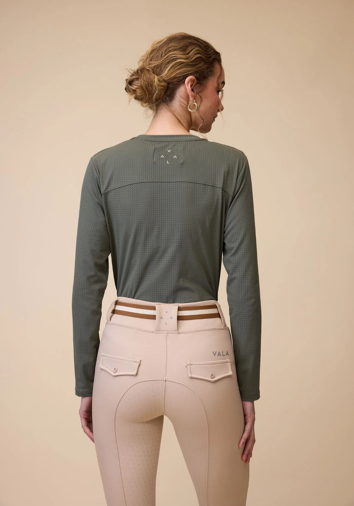 Mesh Long Sleeve Tee - Olive - Image 5
