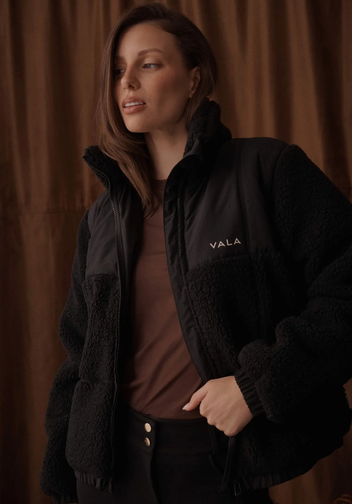 Milla Sherpa Quilted Jacket - Black - Image 16
