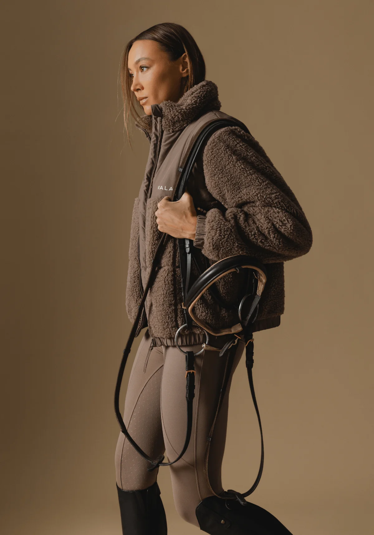 Milla Sherpa Quilted Jacket - Taupe - Image 3