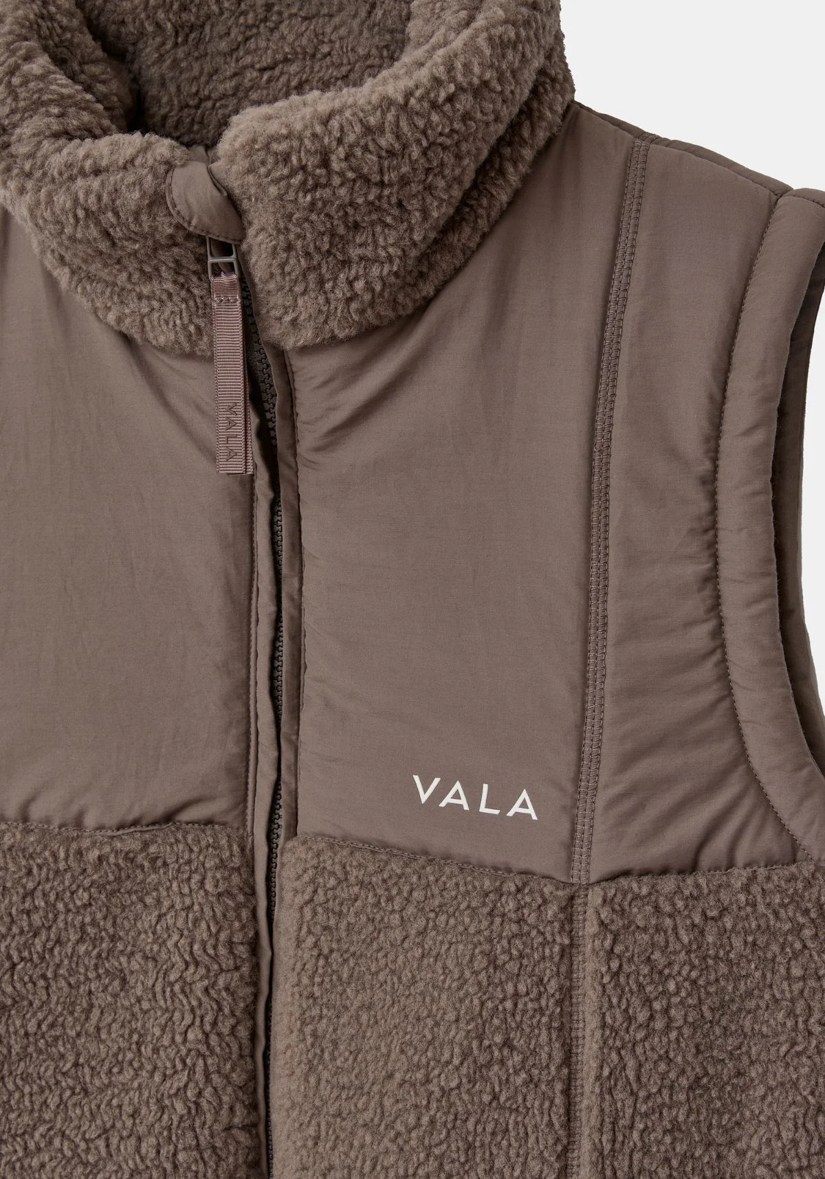 Milla Sherpa Quilted Vest - Taupe - Image 11