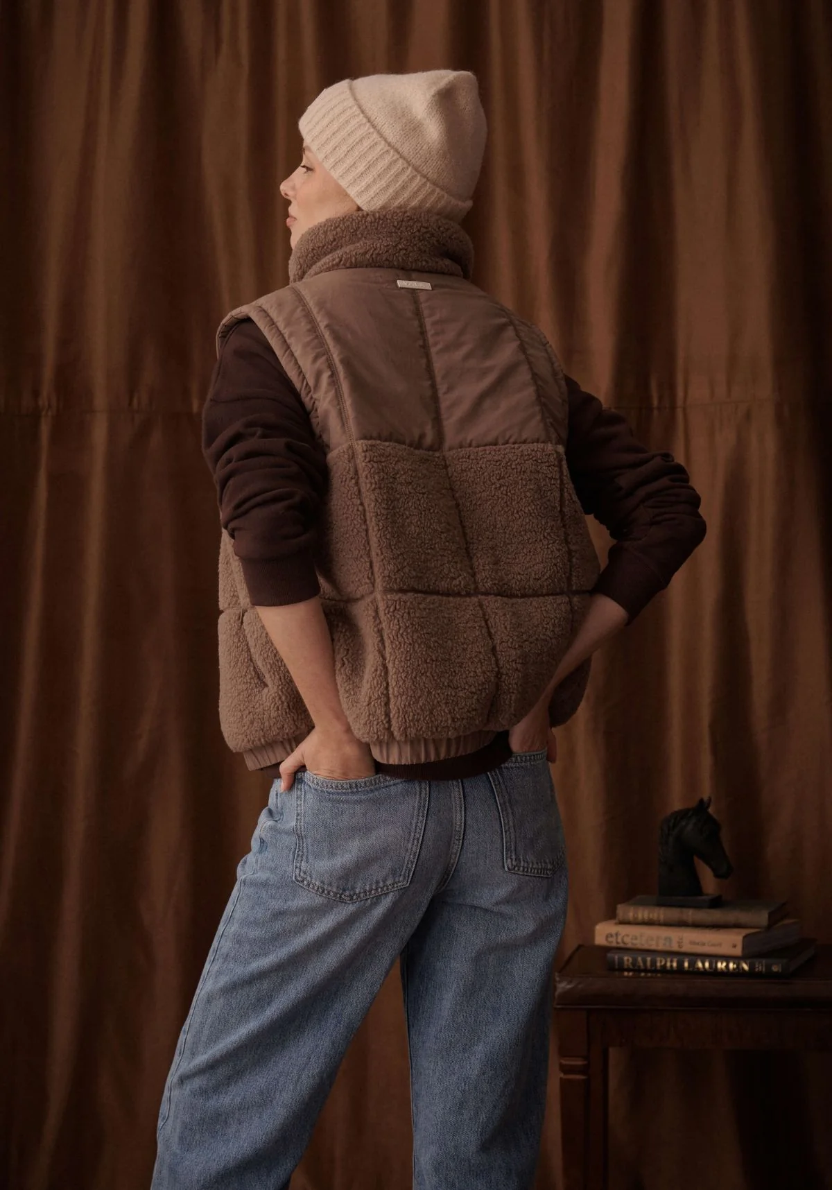 Milla Sherpa Quilted Vest - Taupe - Image 16