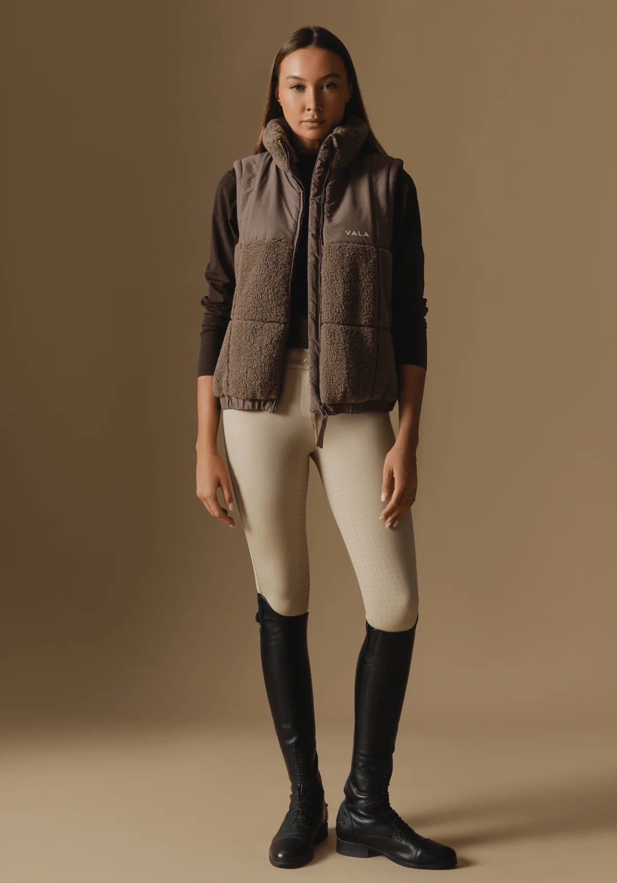 Milla Sherpa Quilted Vest - Taupe - Image 2