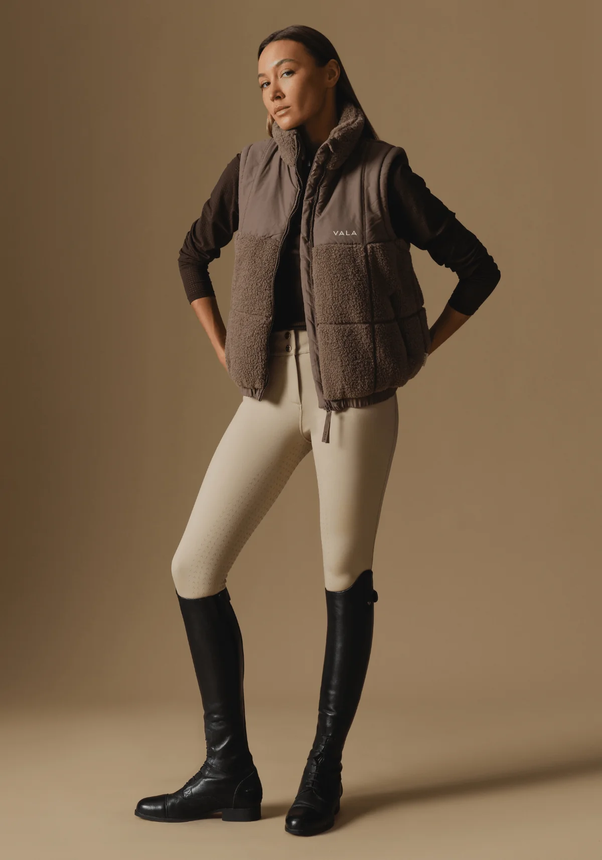 Milla Sherpa Quilted Vest - Taupe - Image 4