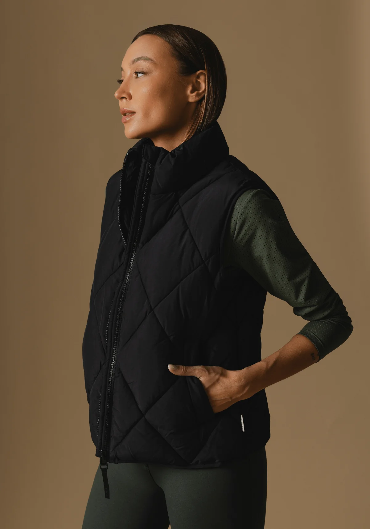 Diamond Quilted Vest - Black - Image 3