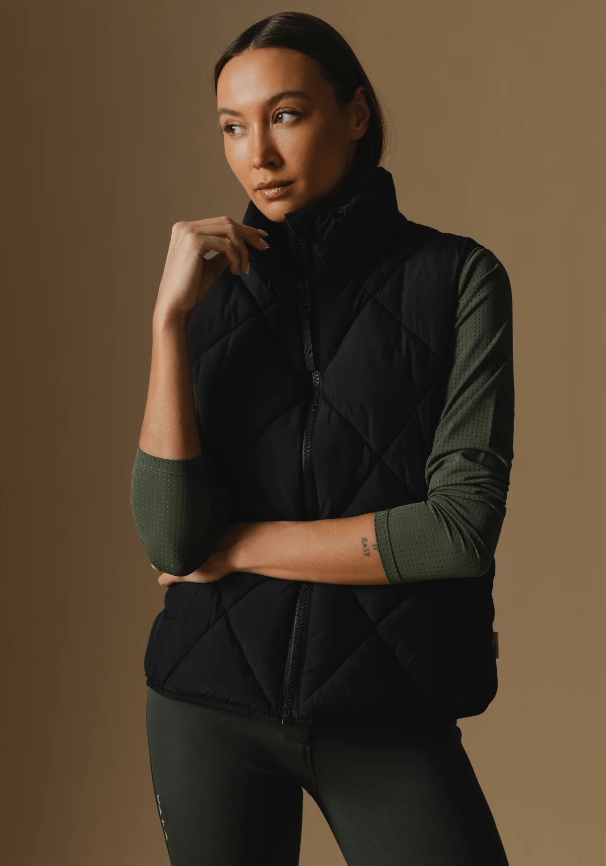 Diamond Quilted Vest - Black - Image 7