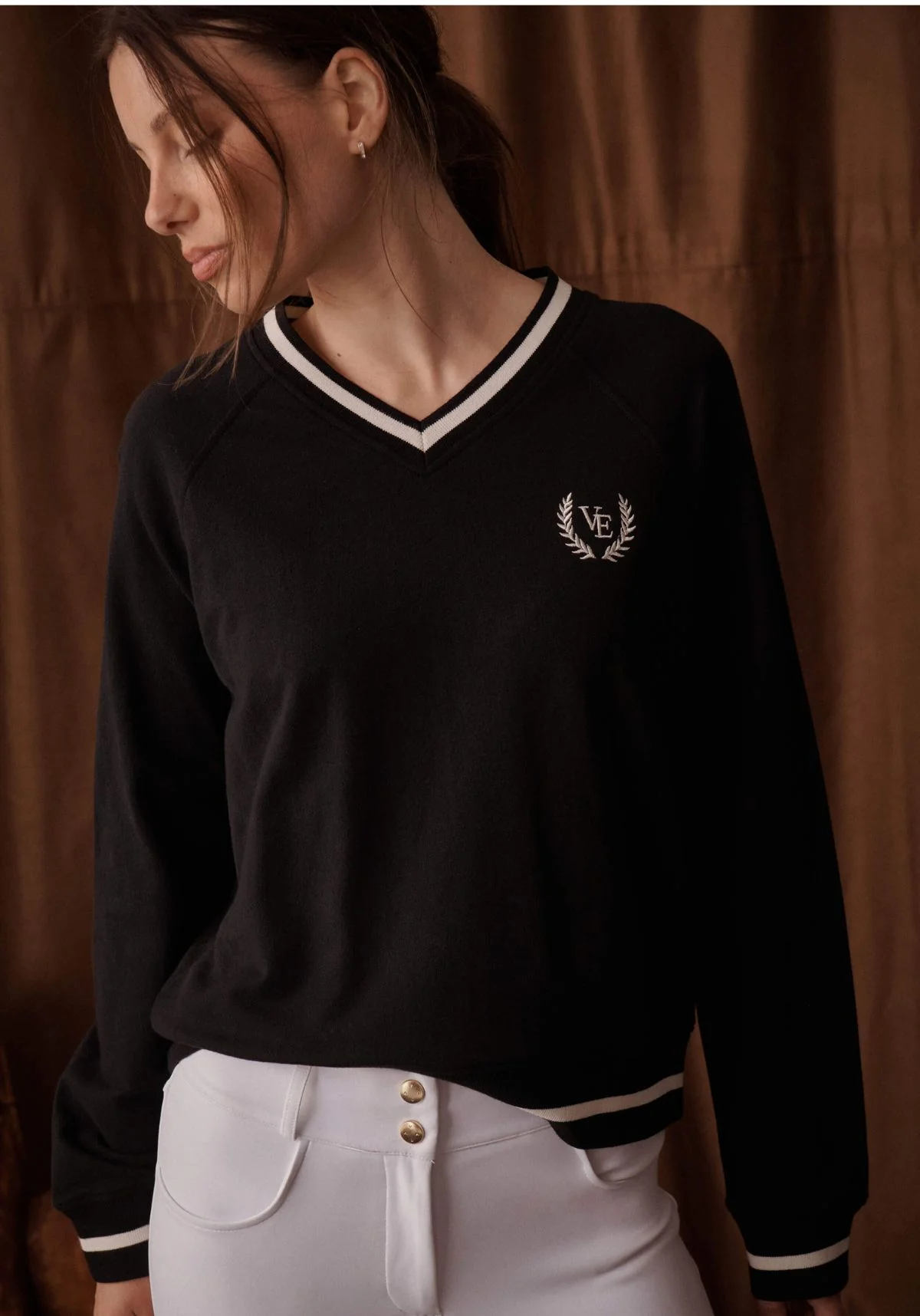 Ascott French Terry V Neck - Black - Image 2