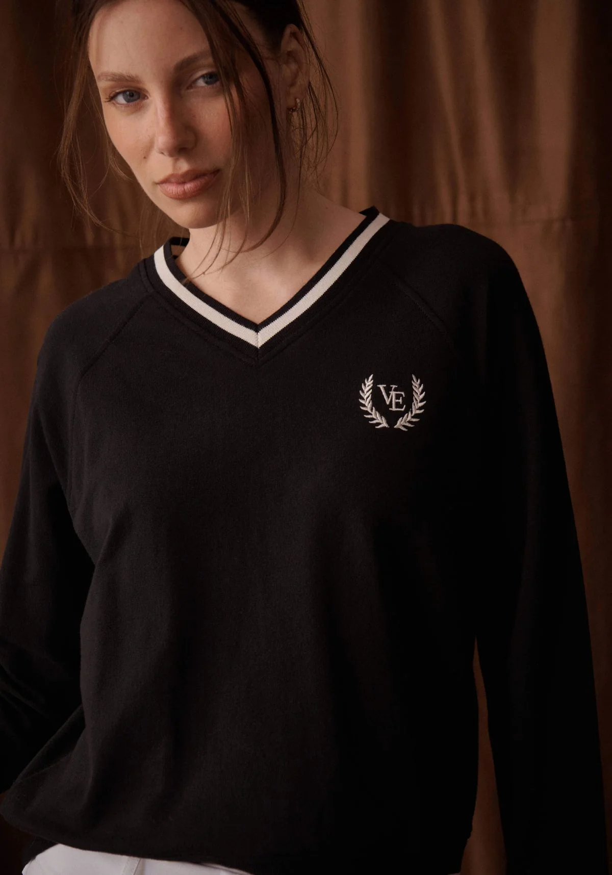 Ascott French Terry V Neck - Black - Image 3