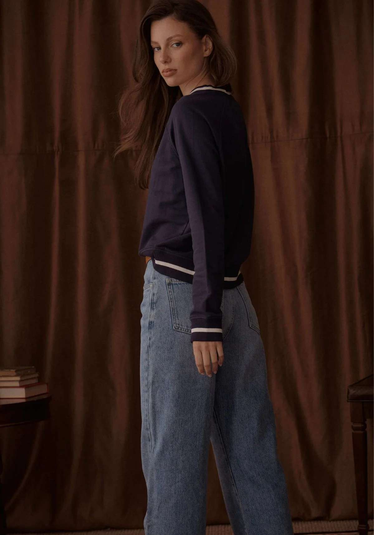 Ascott French Terry V Neck - Navy - Image 4