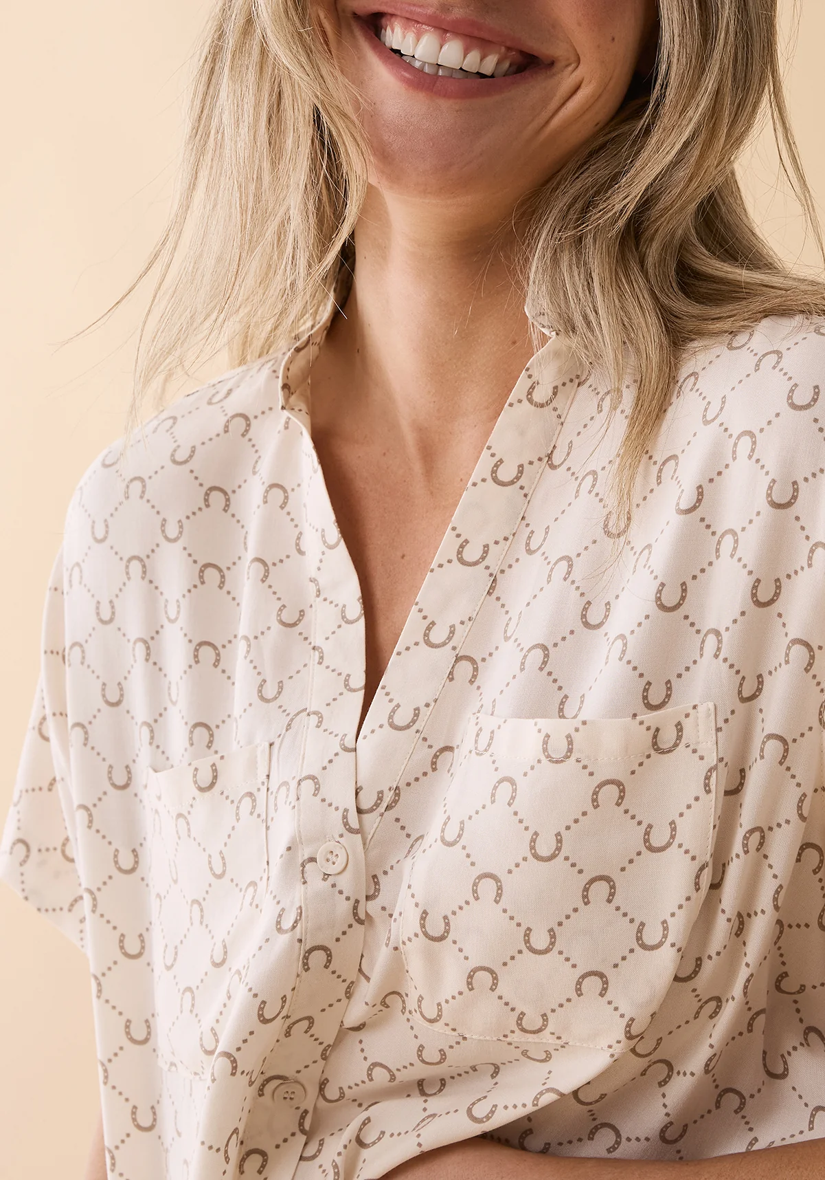 Horseshoe Short Pyjama Set - Cream - Image 5