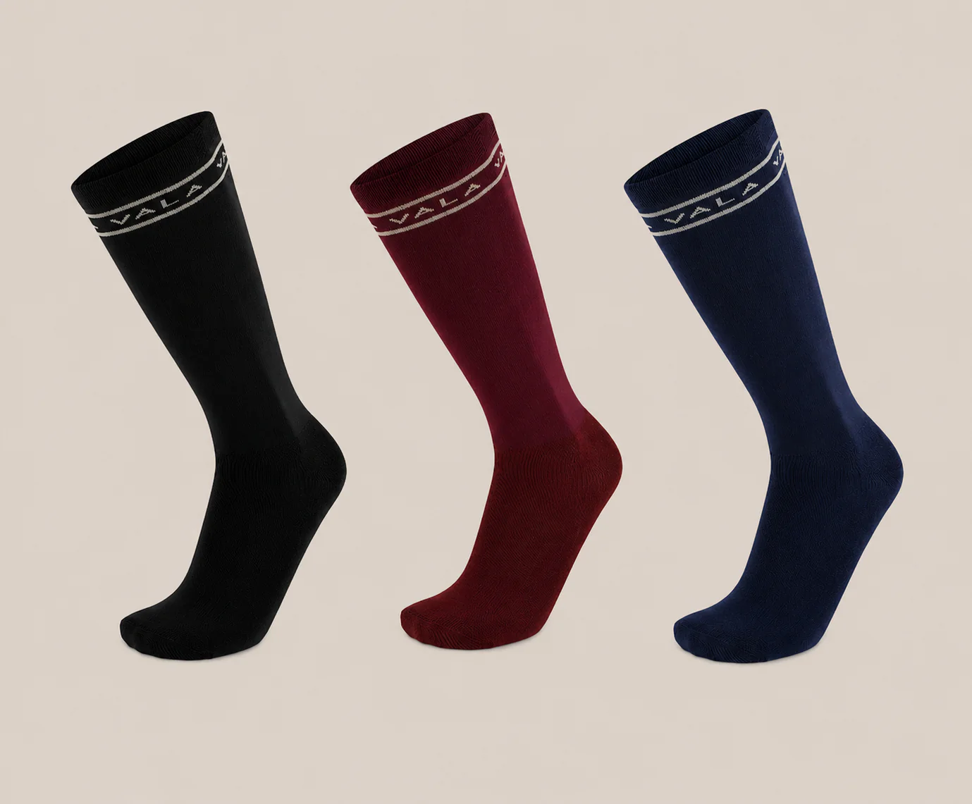 VALA Riding Socks - 3 Pack - Black/Navy/Deep Cherry - Image 4